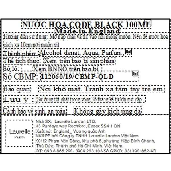 Nước Hoa Nam Laurelle London Code Black Pour Homme EDT 100ml