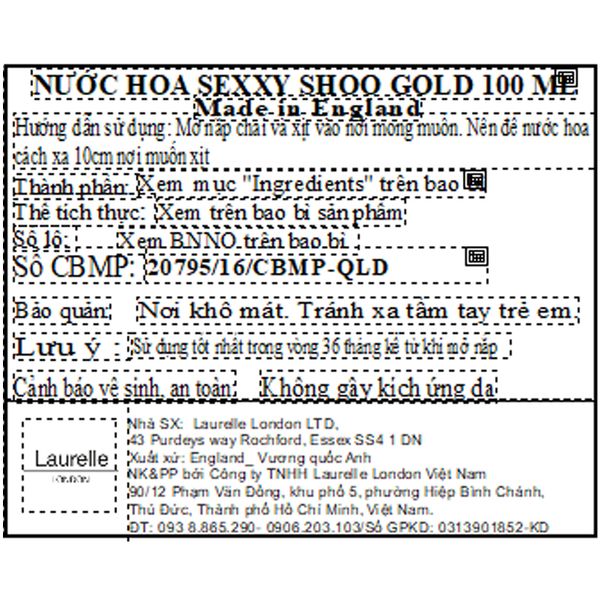 Nước Hoa Nữ Laurelle London Sexxy Shoo Gold 100ml