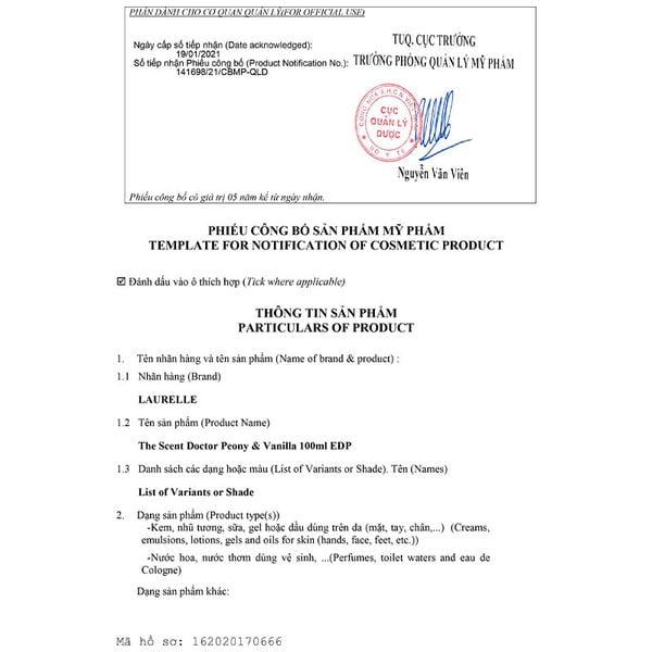 Nước Hoa Nữ Laurelle London The Scent Doctor Peony & Vanilla 100ml