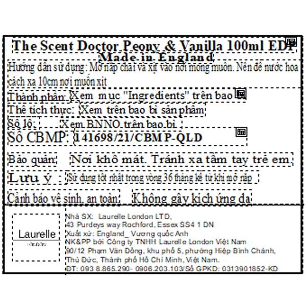 Nước Hoa Nữ Laurelle London The Scent Doctor Peony & Vanilla 100ml