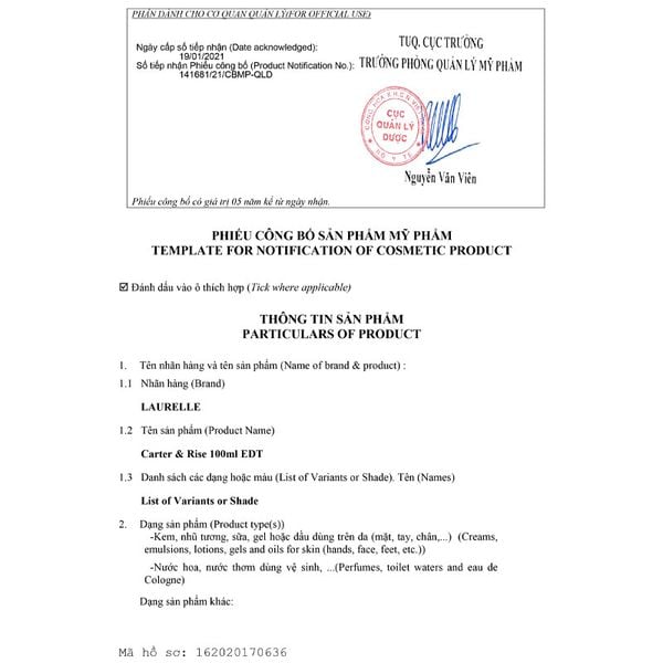  Nước Hoa Nam Laurelle London Carter & Rise 100ml