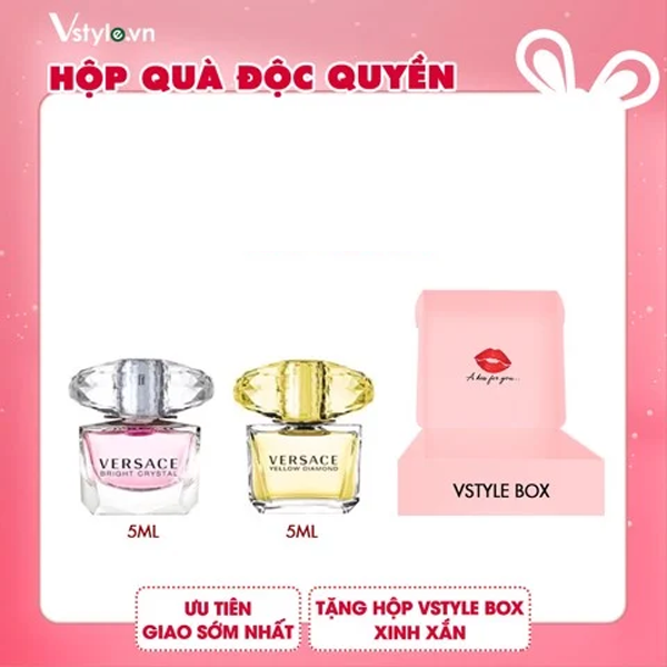 Box Combo Nước Hoa Versace Bright Crystal 5ml - Nước Hoa Versace Yellow Diamond 5ml