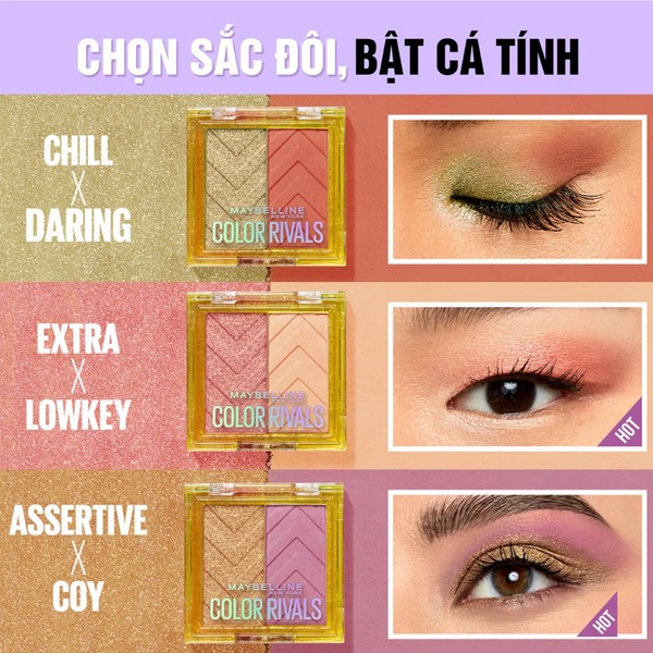 Bảng Phấn Mắt Đôi Maybelline Color Rivals Shadow Duo Palette Màu Assertive x Coy 3G