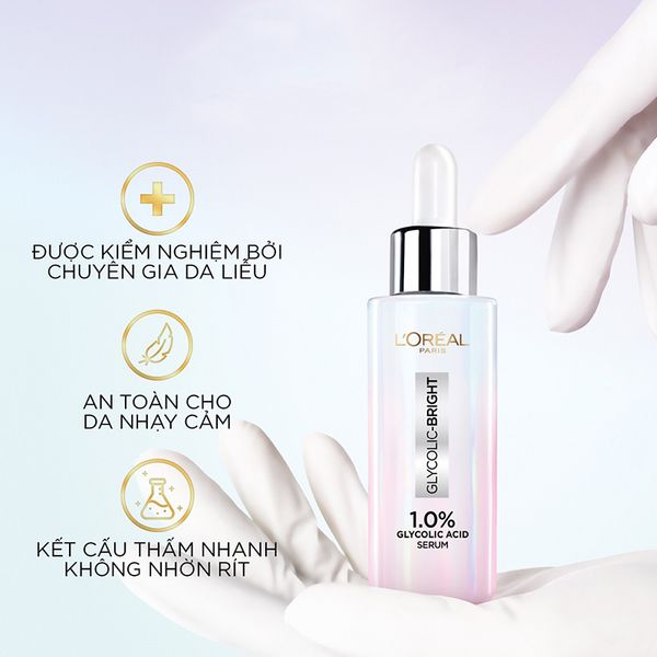 Dưỡng Chất Trắng Da Tức Thì Loreal Paris Glycolic-Bright Instant Glowing Serum 1.0% Glycolic Acid 30ml
