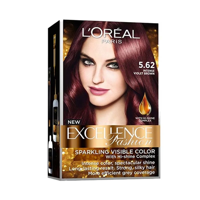 (HSD: 06/2024) Kem Nhuộm L'Oreal Dưỡng Tóc Excellence Fashion Hair Color Cream #5.62 Intense Violet Brown Nâu Ánh Tím 172ml