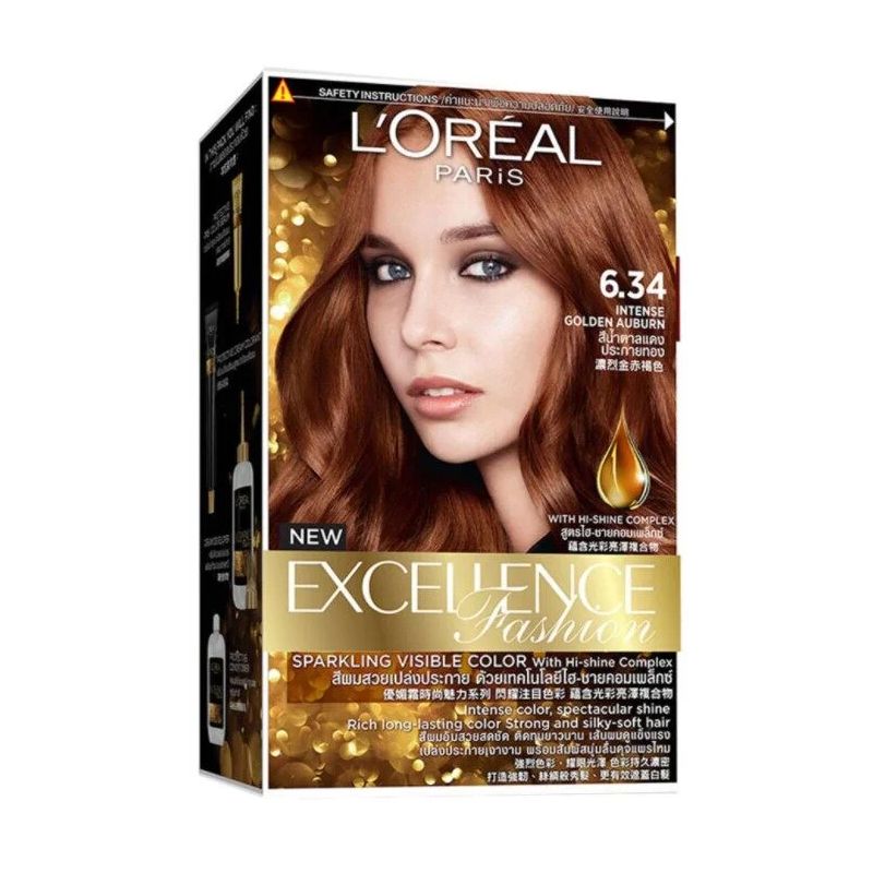 (HSD: 06/2024) Kem Nhuộm Dưỡng Tóc L'Oreal Excellence Fashion Hair Color Cream #6.34 Intense Golden Auburn Vàng Đậm 172ml