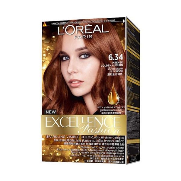Kem Nhuộm Dưỡng Tóc L'Oreal Excellence Fashion Hair Color Cream #6.34 Intense Golden Auburn Vàng Đậm 172ml