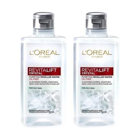 Combo 2 Nước Tẩy Trang L'Oreal Làm Sạch Sâu Cho Da Dầu Revitalift Crystal Purifying Micellar Water 95mlx2