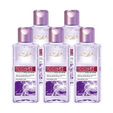 Combo 5 Nước Tẩy Trang L'Oreal Căng Mịn Da Revitalift Hyaluronic Acid Hydrating Micellar Water 95mlx5