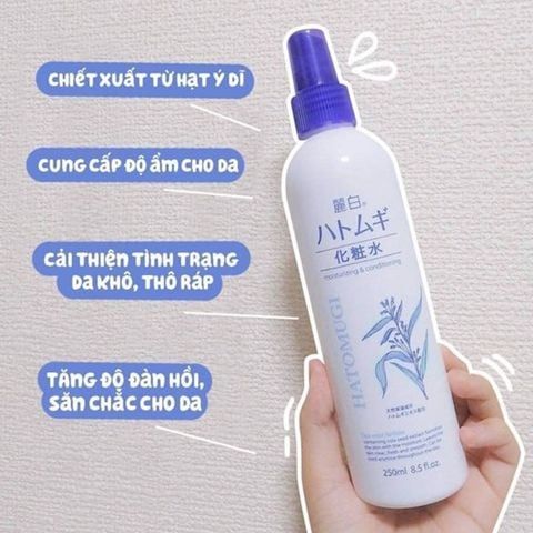 (HSD: 12/2026) Xịt Khoáng Phun Sương Dưỡng Ẩm Và Làm Sáng Da Hatomugi Nhật Bản 250ml