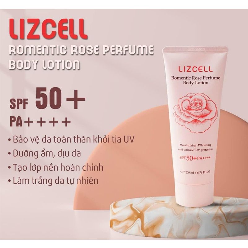 Sữa Dưỡng Thể Cao Cấp Hương Nước Hoa Lizcell Romentic Rose  N&acirc;ng Tone 200Ml
