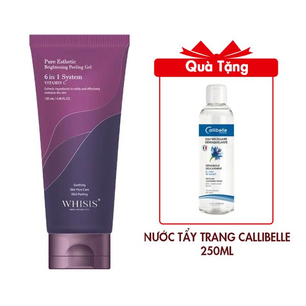 (HSD: 2/2026) Gel Tẩy Da Chết Whisis Pure Esthetic Brightening Peeling 120ml Tặng Nước Tẩy Trang Callibelle Eau Micellaire Demaquillante 250ml
