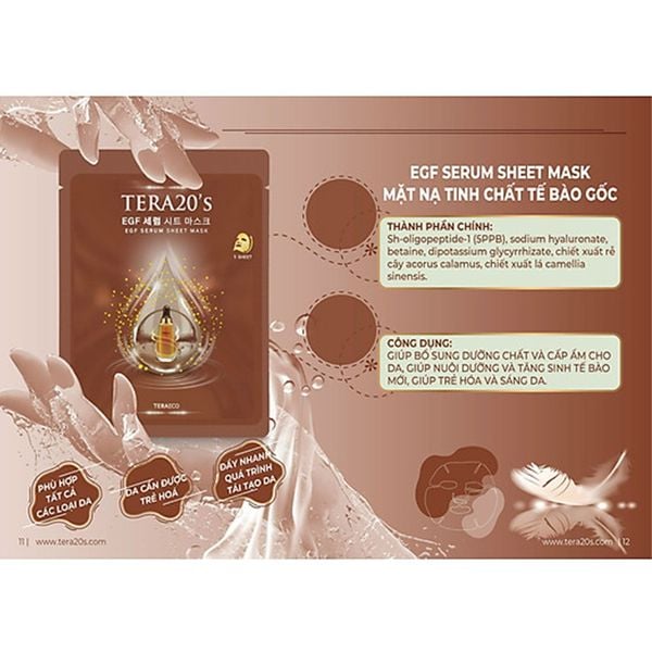 Hộp Mặt nạ Tinh chất Tế bào gốc TERA20's (hộp 8 miếng)