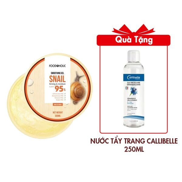 (HSD: 8/2025) Gel Dưỡng Đa Năng Cấp Ẩm Foodaholic Soothing Gel 300Ml Ốc Sên Tặng Nước Tẩy Trang Callibelle Eau Micellaire Demaquillante 250ml