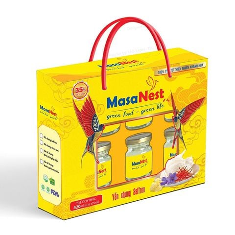 (HSD: 5/2026) Yến Tổ Chưng Saffron Masanest (Hộp 6 hũ)