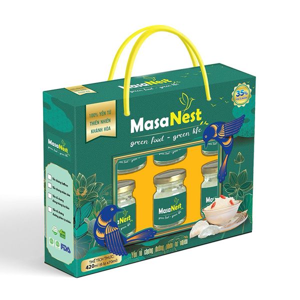 Yến Tổ Chưng Đường Phèn Masanest (Hộp 6 hũ)