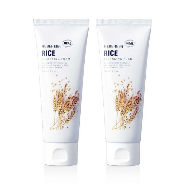 (HSD: 4/2025) Combo 2 Sữa Rửa Mặt Cho Da Khô Chiết Xuất Mầm Lúa Mạch Hebeheba Real Rice Cleansing Foam 120mlx2