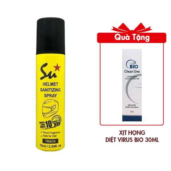 (HSD: 9/2025) Xịt Khử Mùi Diệt Khuẩn Nón Bảo Hiểm Lưu Hương Su Track 75ml Màu vàng