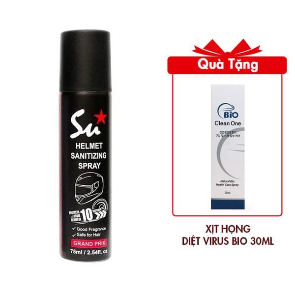 (HSD: 9/2025) Xịt Khử Mùi Diệt Khuẩn Nón Bảo Hiểm Lưu Hương Su Track 75ml Màu Đen