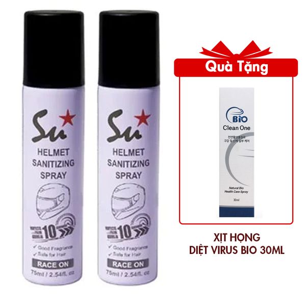 (HSD: 9/2025) Combo 2 Xịt Khử Mùi Diệt Khuẩn Nón Bảo Hiểm Lưu Hương Su Track 75mlx2 Màu Tím