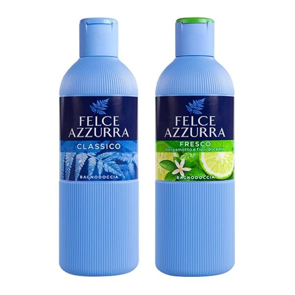 Combo Sữa Tắm Nước Hoa Felce Azzurra Hương Cổ Điển Và Hương Hổ Phách Cam Nhài 650mlx2