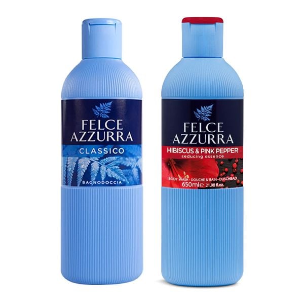 Combo Sữa Tắm Nước Hoa Felce Azzurra Hương Cổ Điển Và Hương Hibiscus & pink Pepper 650mlx2