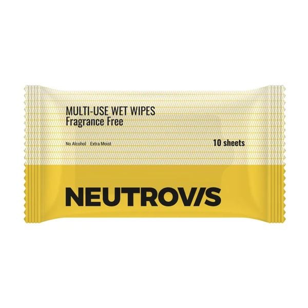 (HSD: 10/2025) Combo 50 Gói Khăn Giấy Ướt Đa Dụng Không Mùi An Toàn Neutrovis - (Gói 10tờ)