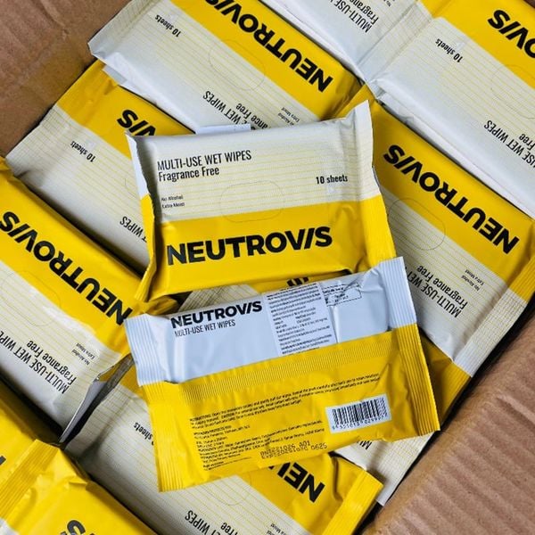 (HSD: 10/2025) Combo 50 Gói Khăn Giấy Ướt Đa Dụng Không Mùi An Toàn Neutrovis - (Gói 10tờ)
