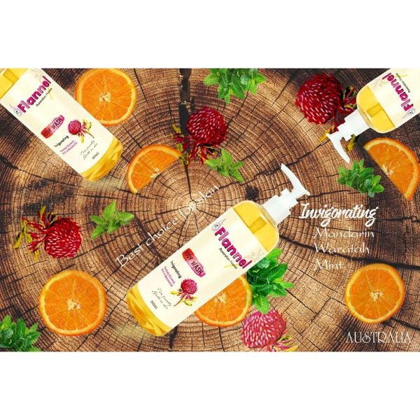 Sữa Tắm Tiếp Thêm Sinh Lực Flannel Hoa Waratah, Bạc Hà & Quýt Mùi Hương Ngọt Ngào Quý Phái 500ml