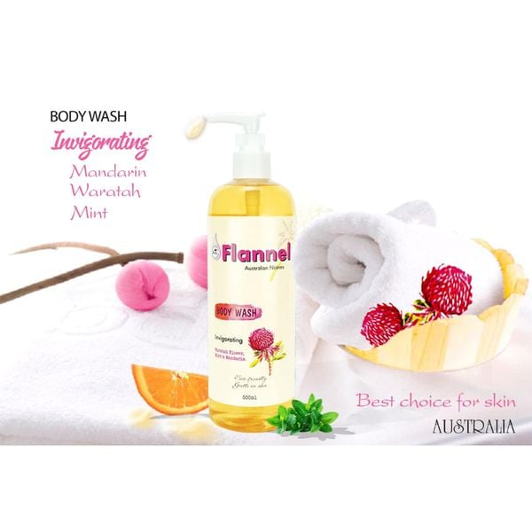 Combo 2 Sữa Tắm Tiếp Thêm Sinh Lực Flannel Hoa Waratah, Bạc Hà & Quýt Mùi Hương Ngọt Ngào Quý Phái 500mlx2