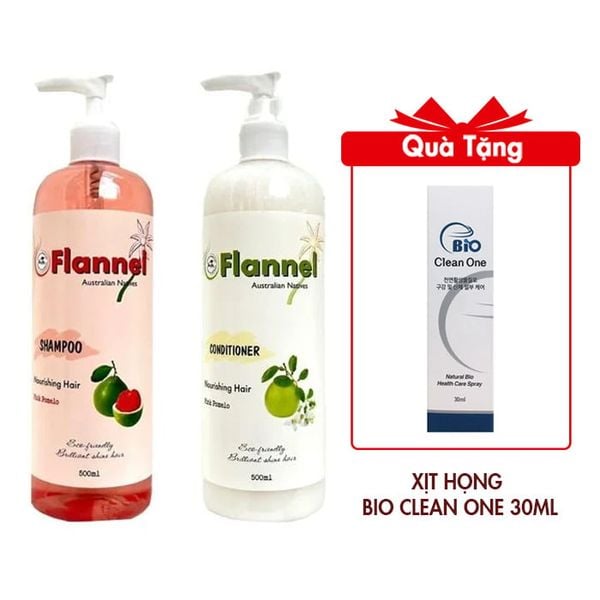 Dầu Gội Và Dầu Xả Flannel Chiết Xuất Bưởi Hồng Ngăn Rụng Tóc, Giảm Gãy Rụng Giúp Tóc Chắc Khoẻ Bóng Mượt 500ml