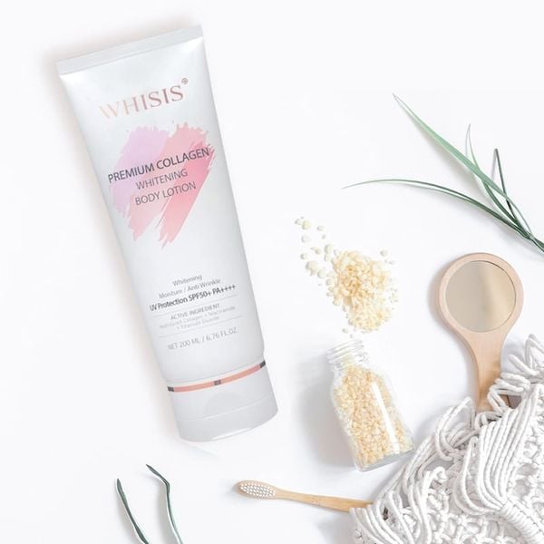 (HSD: 4/2026) Combo 2 Kem Dưỡng Thể Trắng Da Chống Nắng WHISIS Premium Collagen Whitening Body Lotion 200mlx2