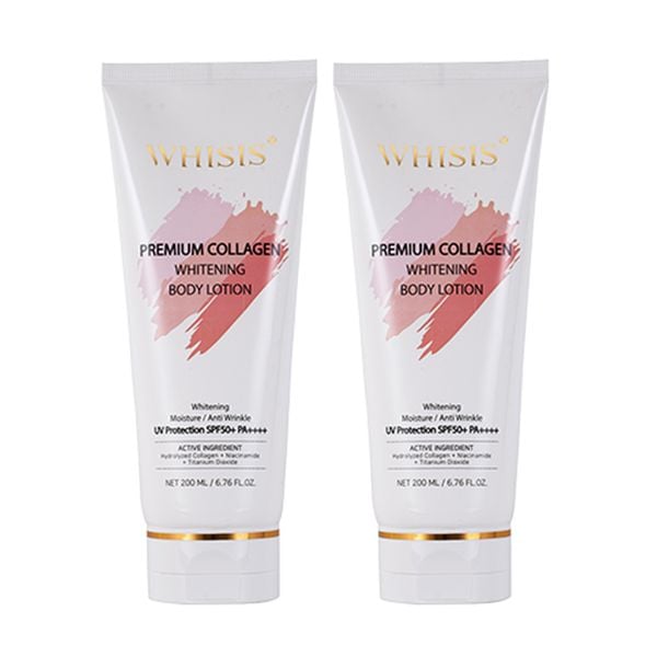 (HSD: 4/2026) Combo 2 Kem Dưỡng Thể Trắng Da Chống Nắng WHISIS Premium Collagen Whitening Body Lotion 200mlx2