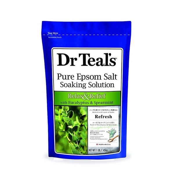 (HSD: 4/2025) Muối Tắm Dr Teal's Giúp Phục Hồi Cơ Thể, Thư Giãn Và Giúp Da Mịn Màng, Láng Mịn Tinh Dầu Bạch Đàn và Bạc Hà Gói 450g