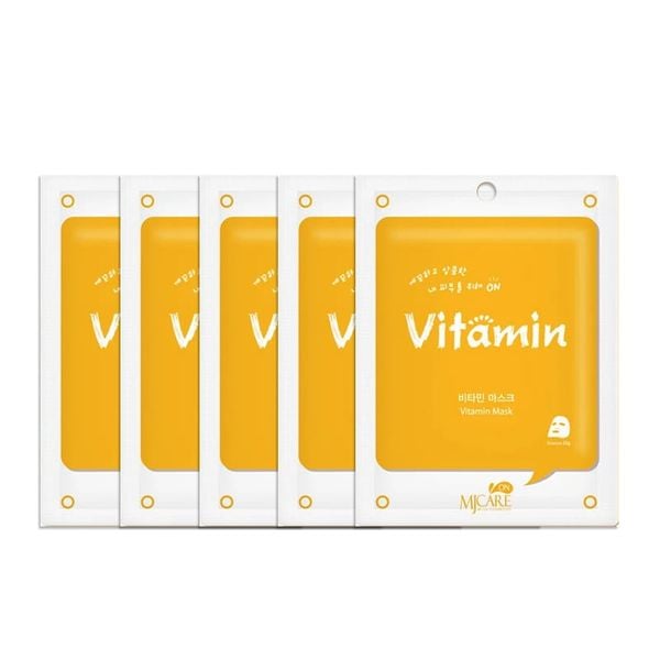 (HSD: 5/2026) Combo 5 Mặt Nạ Miếng MJCARE ON Cấp Ẩm, Dưỡng Sáng, Mờ Thâm 23gx5 Vitamin