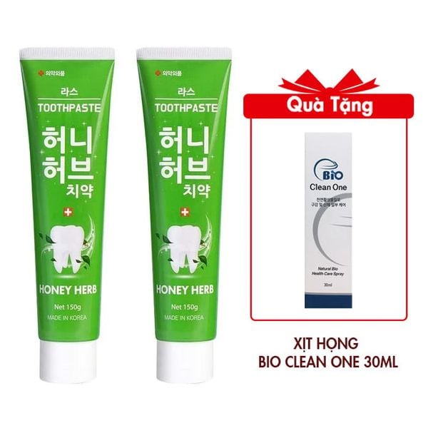 Combo 2 Kem Đánh Răng Lath Beauty Hàn Quốc Honey Herb Giảm Chảy Máu Chân Răng Ngăn Ngừa Viêm Răng ,Hôi Miệng 150gx2