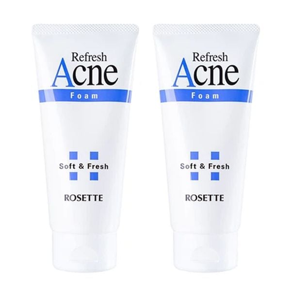 (HSD: 2/2026) Combo 2 Sữa Rửa Mặt Tạo Bọt Rosette Refresh Acne Foam Hỗ Trợ Làm Sạch Bụi Bẩn, Bã Nhờn 120gx2
