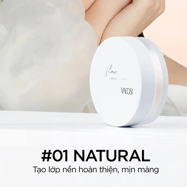 Phấn Phủ Bột Vacosi Flaso Loose Powder Siêu Mịn VP11 Translucent 6G (3 Màu Lựa Chọn) Tặng Combo 5 Gói Khăn Giấy Ướt Neutrovis