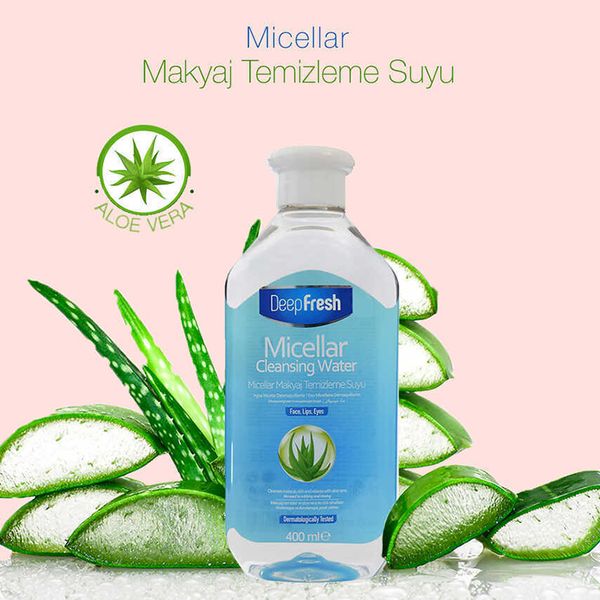 Nước Tẩy Trang Deep Fresh Micellar cleansing Water Dùng Cho Mọi Loại Da 400ml Tặng Bông Tẩy Trang Yusachi Suzuran Cao Cấp Nhật Bản 100% Cotton 150 Miếng