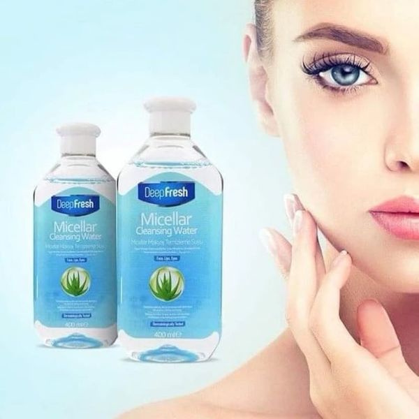 Nước Tẩy Trang Deep Fresh Micellar cleansing Water Dùng Cho Mọi Loại Da 400ml Tặng Bông Tẩy Trang Yusachi Suzuran Cao Cấp Nhật Bản 100% Cotton 150 Miếng