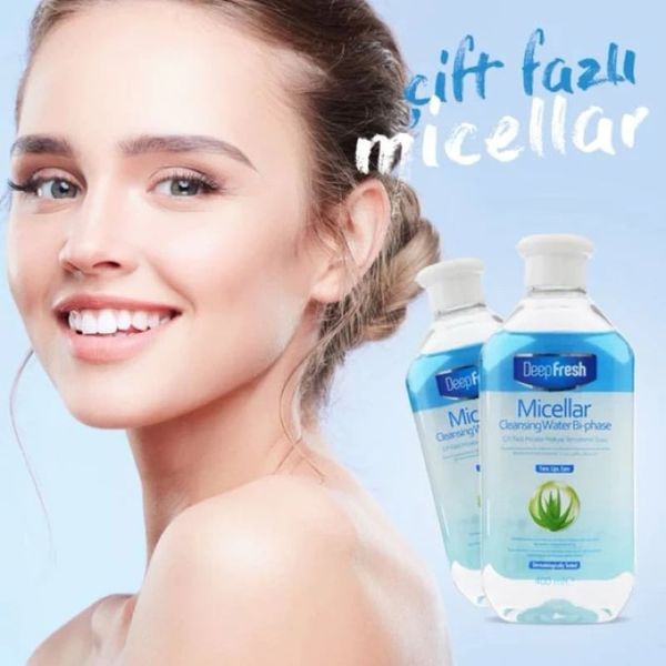 Nước Tẩy Trang Deep Fresh Micellar cleansing Water Dùng Cho Mọi Loại Da 400ml Tặng Bông Tẩy Trang Yusachi Suzuran Cao Cấp Nhật Bản 100% Cotton 150 Miếng