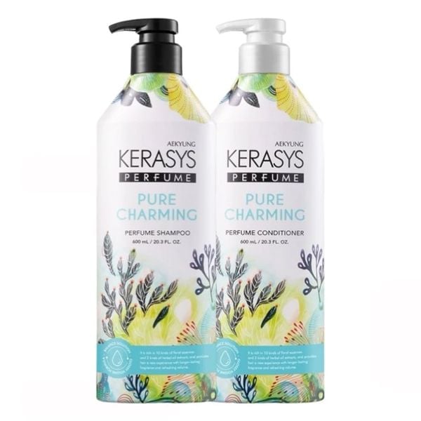 Combo Dầu Gội & Xả Dưỡng Tóc Hương Nước Hoa Kerasys Perfume Pure & Charming Rinse Hương Quýt Và Hoa Ly Hàn Quốc 600mlx2