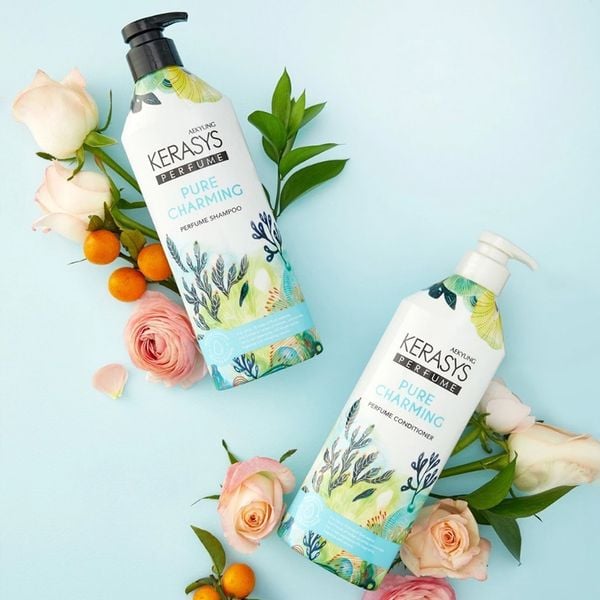 (HSD: 6/2026) Dầu Xả Hương Nước Hoa Kerasys Perfume Pure & Charming Rinse 600ml Hương Quýt Và Hoa Ly Hàn Quốc 600ml