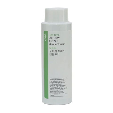 Toner Tràm Trà Yojo Tea Tree All Day Fresh Gentle Toner Phù Hợp Ngay Cả Với Làn Da Nhảy Cảm 200ml