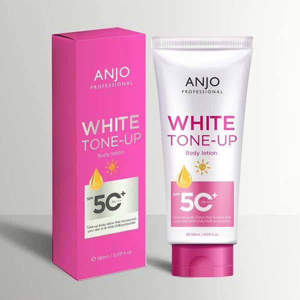 (HSD: 6/2026) Kem Dưỡng Thể Trắng Da Toàn Thân Nâng Tone Tức Thì Anjo White Tone-Up Body Lotion Spf50+ Pa+++ 180Ml