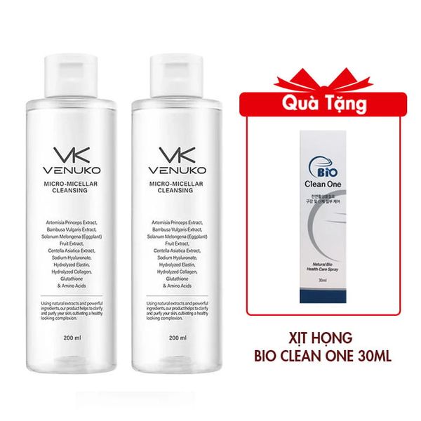 (HSD: 5/2026) Combo 2 Nước Tẩy Trang Sạch Sâu Venuko Micro – Micellar Cleansing 200mlx2
