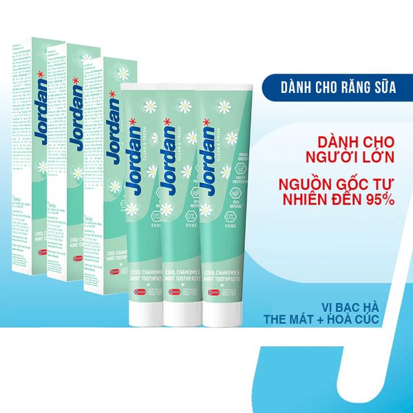 Combo 2 Kem Đánh Răng Cho Người Lớn Vị Bạc Hà Hoa Cúc Mát Lạnh Jordan Clean & Fresh Cool 75Gx2
