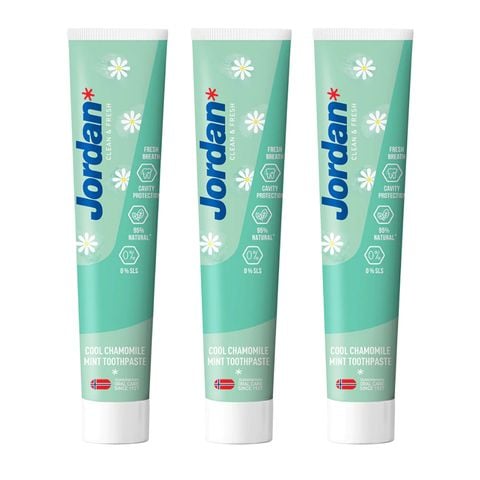 (HSD: 10/2026) Combo 3 Kem Đánh Răng Cho Người Lớn Vị Bạc Hà Hoa Cúc Mát Lạnh Jordan Clean & Fresh Cool 75Gx3