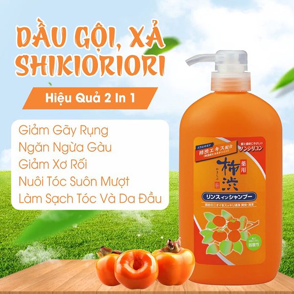 Dầu Gội, Xả Kumano Chiết Xuất Quả Hồng Shikioriori 600ml