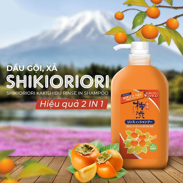 Dầu Gội, Xả Kumano Chiết Xuất Quả Hồng Shikioriori 600ml